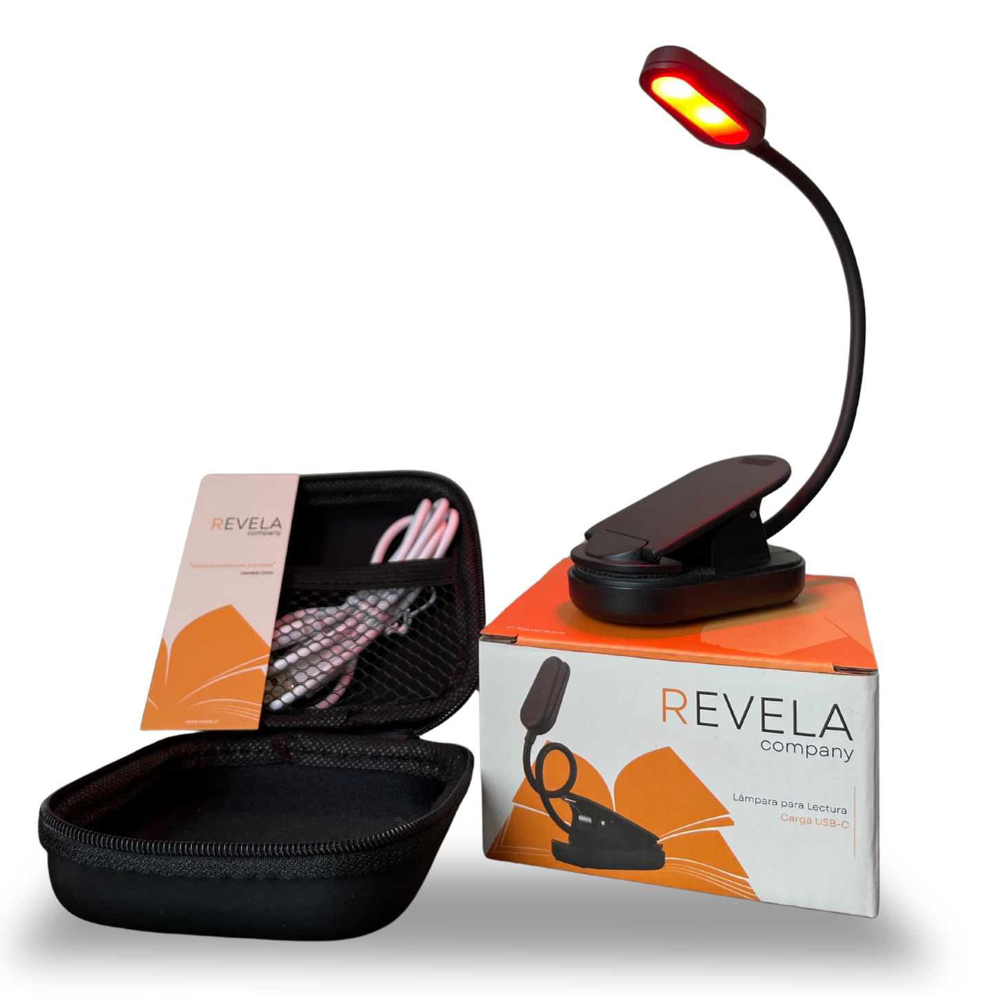Luz LED de Lectura Ámbar/Roja con Estuche y Marcapáginas ¡De Regalo!