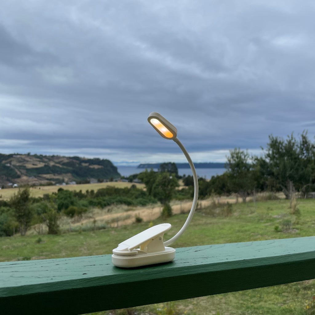 Luz LED de Lectura Ámbar/Blanca con Estuche y Marcapáginas ¡De Regalo!