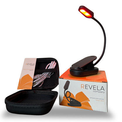 Luz LED de Lectura Ámbar/Roja con Estuche y Marcapáginas ¡De Regalo!